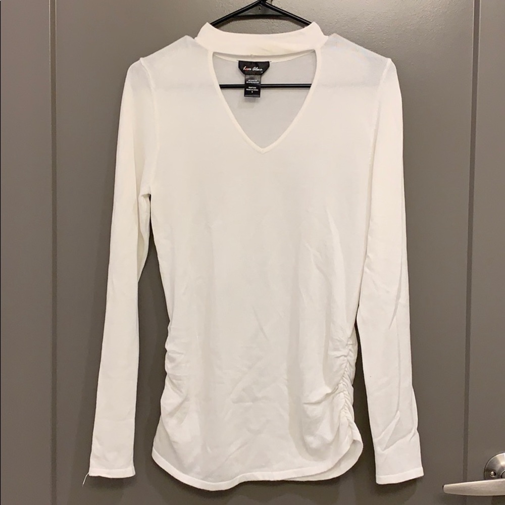White high neck cutout sweater